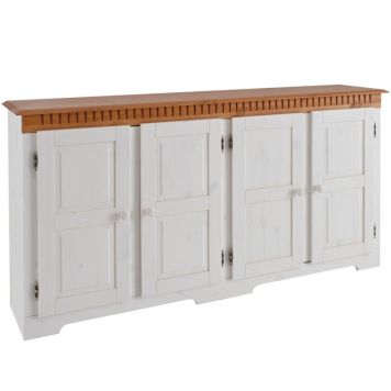 Notio Living Lisa sideboard 4 døre hvid-/honeylak. fyr