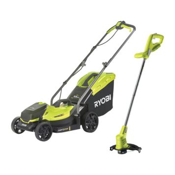Ryobi plæneklipper OLM1833B 18 V og græstrimmer OLT1825M 18 V inkl. batteri og lader