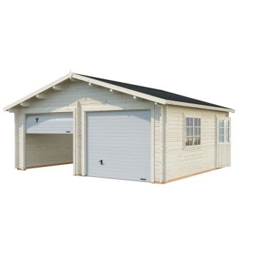 Palmako garage Roger ubehandlet 28,4 m² inkl. 2 ledhejseporte