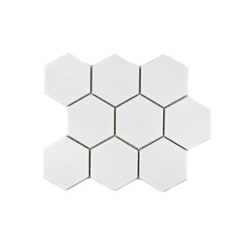 Mosaik Hexagon porcelæn hvid mat 25,6 x 29,5 cm