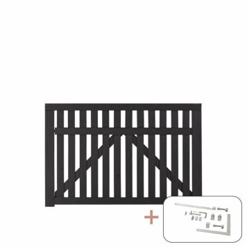 Plus bred låge Country sort 98x150 cm inkl. beslag