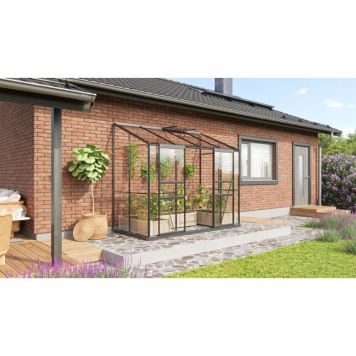 Vitavia vægdrivhus Ida 3,3 m² sort 3 mm delt glas inkl. sokkel