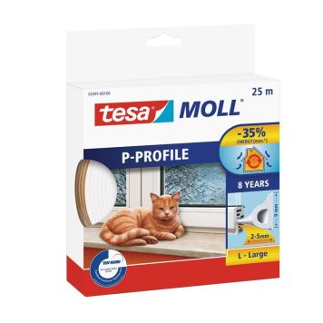 Tesa tætningsliste P-profil hvid 25 m x 9 mm