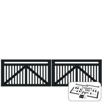 Plus dobbeltlåge Linea sort inkl. beslag 300x80 cm