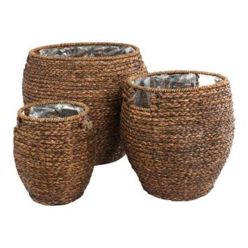 Lauvring kurv Puffy m/hank søgræs brun 35x35 cm