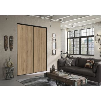 Optimum skydedøre 2 stk. Natura Oak/sort 250x120 cm