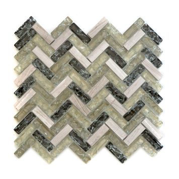 Mosaik Herringbone krystal grøn 26,3 x 29,3 cm