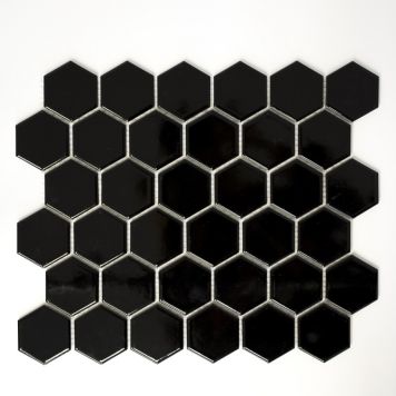 Mosaik Hexagon sort uni blank 32,5x28,1 cm