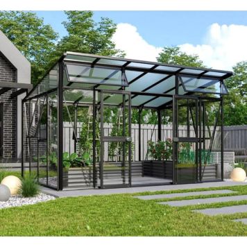 Vitavia drivhus Aphrodite 11,5 m²  sort 3 mm hærdet glas inkl. polytag