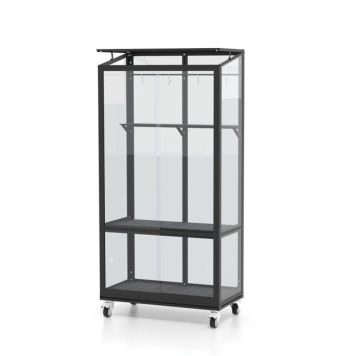 Vitavia vægdrivhus på hjul Urban 0,35 m² sort 3 mm glas 