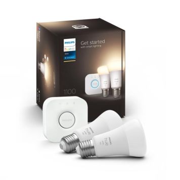 Philips Hue White startsæt 2 x E27 9,5 W inkl. Hue Bridge