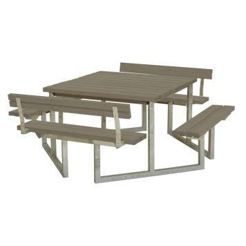 Plus bord/bænk m/2 ryg Twist 204x227x73/45 cm trykimp. gråbrun