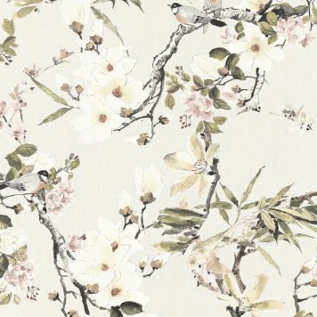 AS Creation tapet beige blomster/fugle