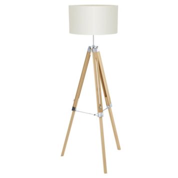 Gulvlampe Lantada krom/træ/beige - Eglo