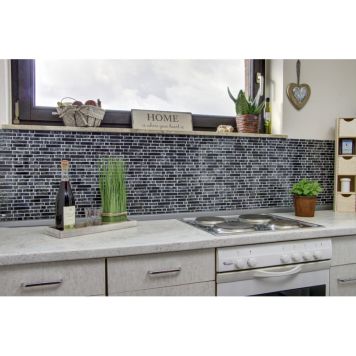 Mosaik Interlock sten & glas mix sort 29,8x30,5 cm