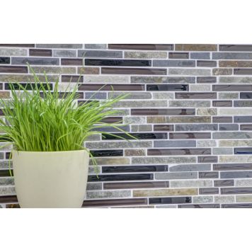 Mosaik Interlock sten & glas mix brun 29,8x30,5 cm