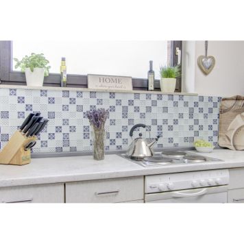 Mosaik Square glas hvid/sort 30x30 cm