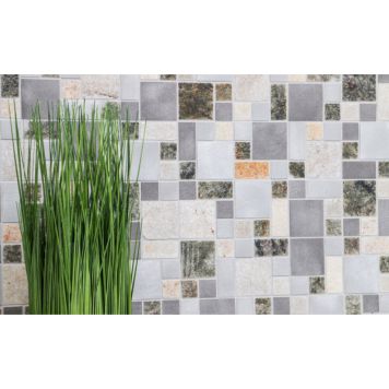 Mosaik Combination alu/sten sølv 30x30 cm
