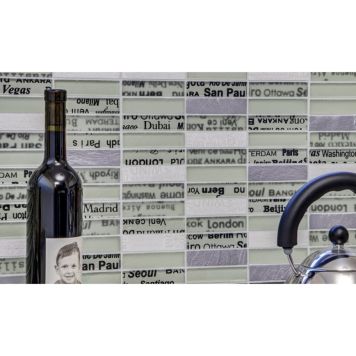 Mosaik City glas/natursten hvid mix 30 x 30 cm