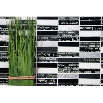 Mosaik City glas/natursten sort/hvid mix 30 x 30 cm