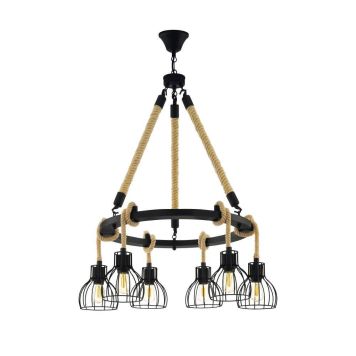 Eglo Rampside lysekrone 6xE27 sort/klar