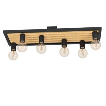 Eglo loftlampe Consett 6L E27 sort-træ