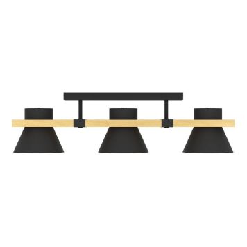 Eglo Maccles loftlampe 3L E27 sort/natur