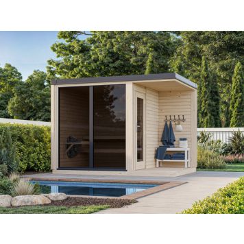Palmako sauna Sarah ubehandlet 3,8+2,1 m² 