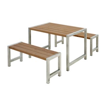 Plus Café bord-/bænkesæt ThermoWood/stål 127 cm