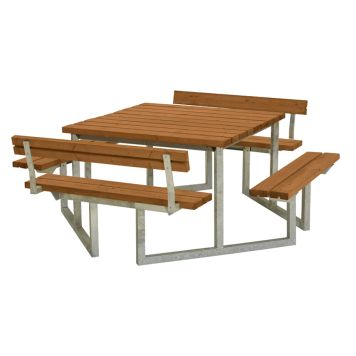 Plus bord/bænk m/2 ryg Twist 204x227x73/45 cm trykimp. teak