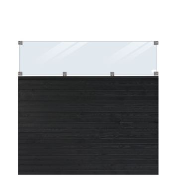 Plus profilhegn m/glas Plank sort 174x163 inkl. mellemtop 