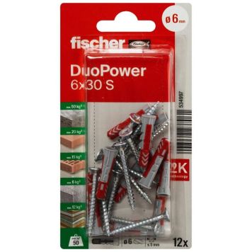 Fischer DuoPower 6x30 mm 12 stk. 