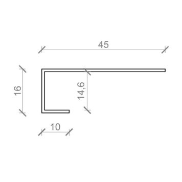 BMC endekant enkelt alu grå 16x45x2500 mm