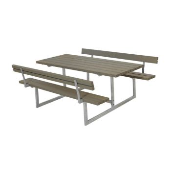 Plus bord-/bænkesæt Basic gråbrun med 2 ryglæn