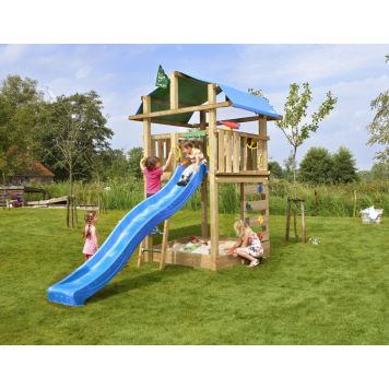 Jungle Gym legetårn Fort 2.1 m/blå rutsjebane