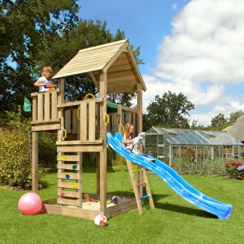 Jungle Gym legetårn Palace 2.1 m/blå rutsjebane