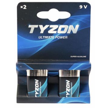 Tyzon alkaline batterier super 9V 2 stk