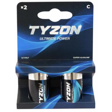 Tyzon alkaline batterier super c 1,5 V 2 stk. 