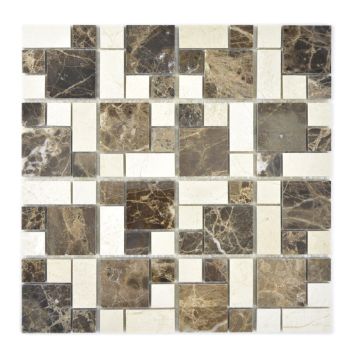 Mosaik Combi Stone brun/creme 30,5x30,5 cm