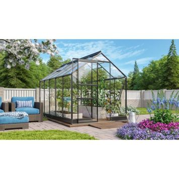 Vitavia drivhus Apollo 6,2 m² sort 3 mm delt glas inkl. sokkel