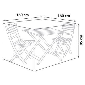 Sunfun overtræk til cafésæt sort 160x160x85 cm