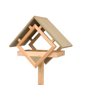 Hortus fuglefoderhus olivengrøn fyrretræ m/umalet stander