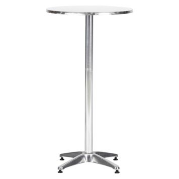 Cafébord stål/alu/MDF justerbar højde Ø60 cm 