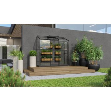 Vitavia vægdrivhus Ida 1,3 m² sort 3 mm delt glas 