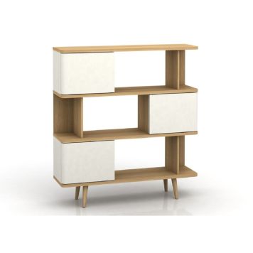 Notio Living reol m/hylder og døre hvid eg 1200x1300x330 mm