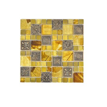 Mosaik Roman krystal/resin guld mix 30 x 30 cm