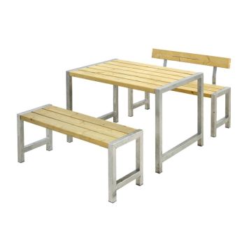 Plus cafébord-/bænkesæt natur med 1 ryglæn