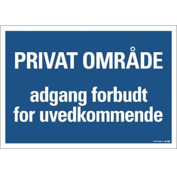 Pickup skilt privat område 33x23 cm blå