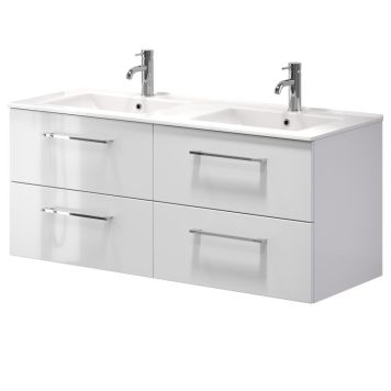 Camden underskabe med dobbeltvask hvid højglans 2x60 cm