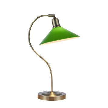 Markslöjd Vela bordlampe E27 antik messing/grøn H50 cm